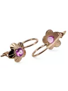 Des boucles d'oreilles Artisanat vintage Améthyste Or rose 14 carats vintage d'origine vec028r